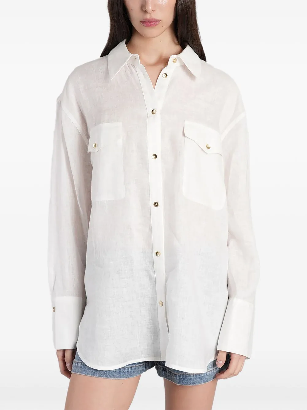 Finely Pocket-Detail Button-Up Shirt by alice + olivia