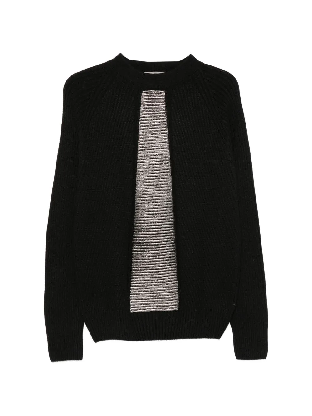 Ribbed-Knit Metallic-Panel Sweater by D.Exterior
