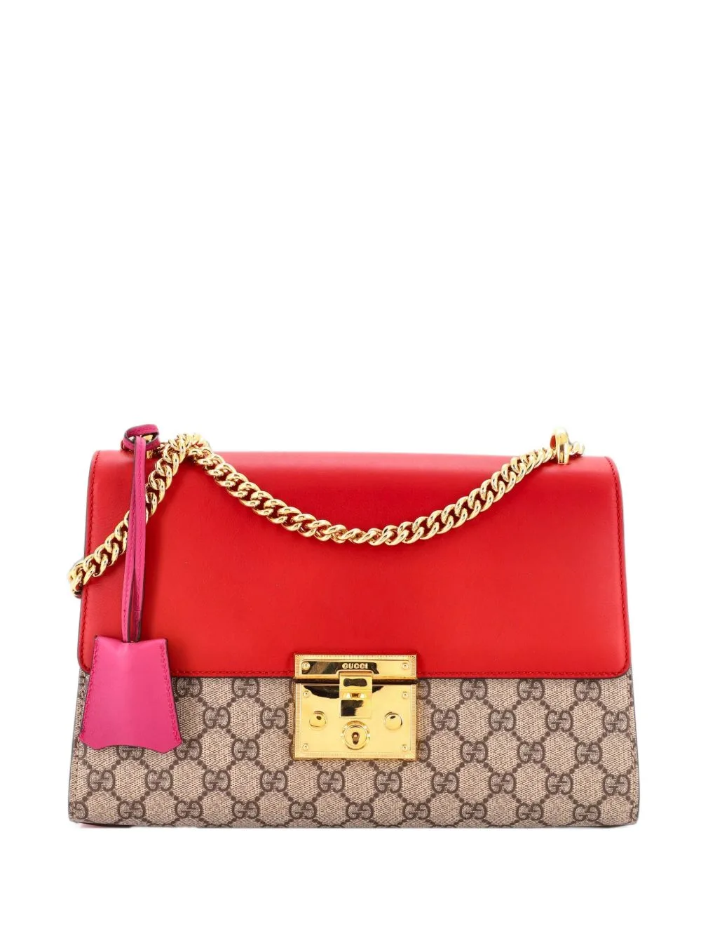 Padlock GG Coated Canvas and Leather Medium Shoulder Bag