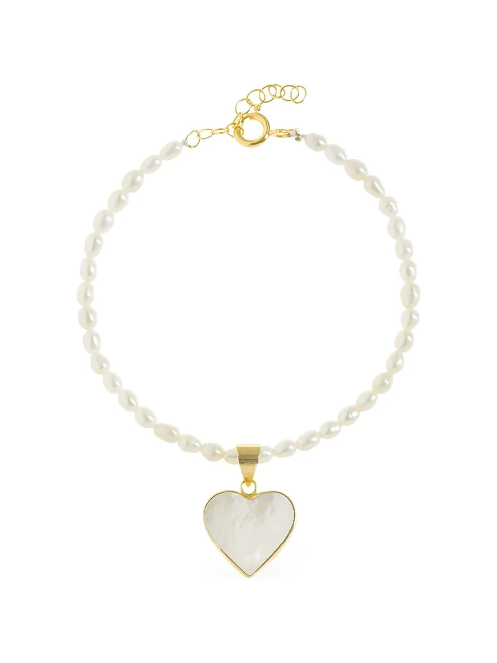 Heart-Charm Pearl Bracelet by FREYA ROSE
