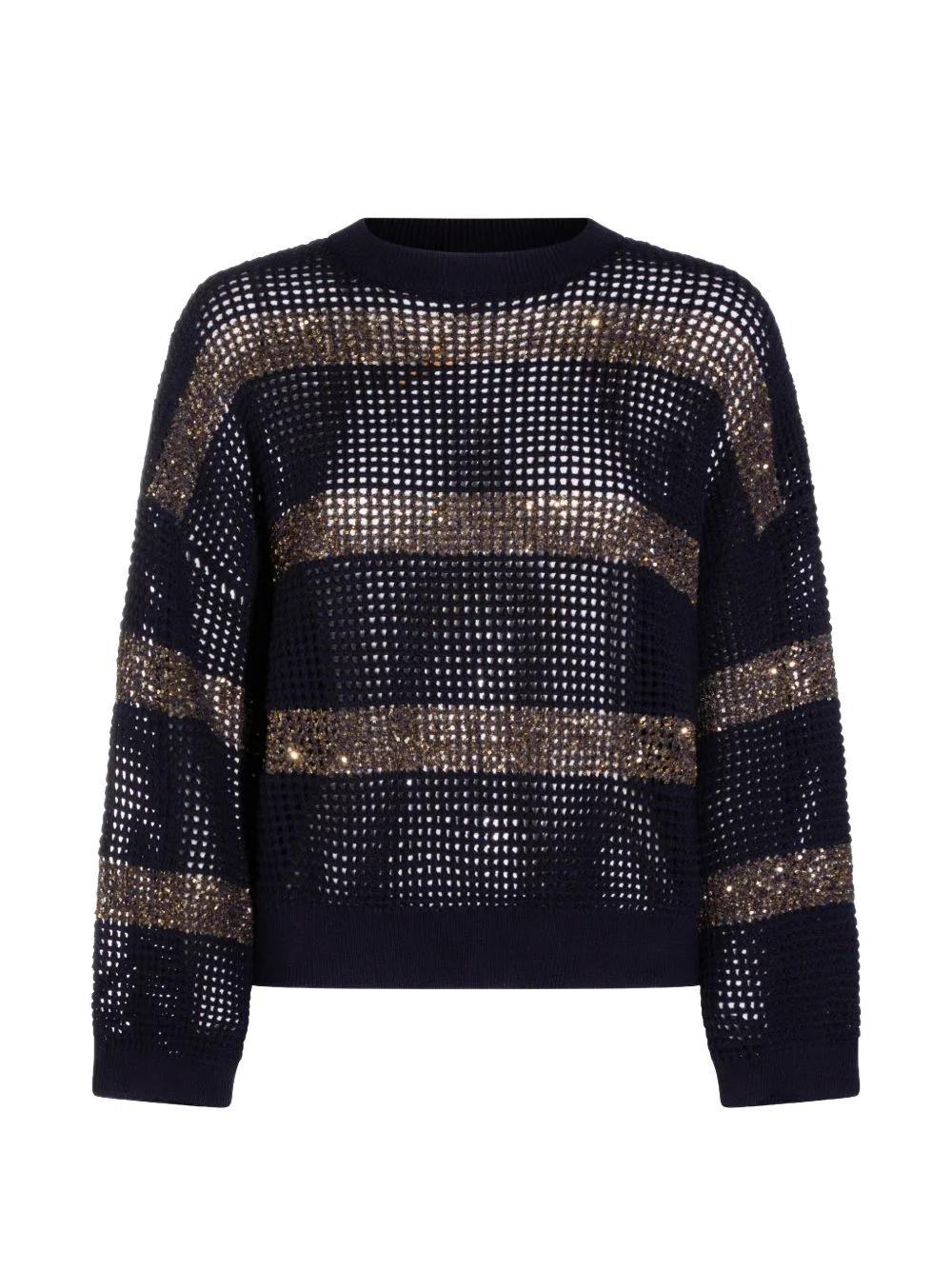 Sequin-Embellished Open-Knit Sweater by Brunello Cucinelli