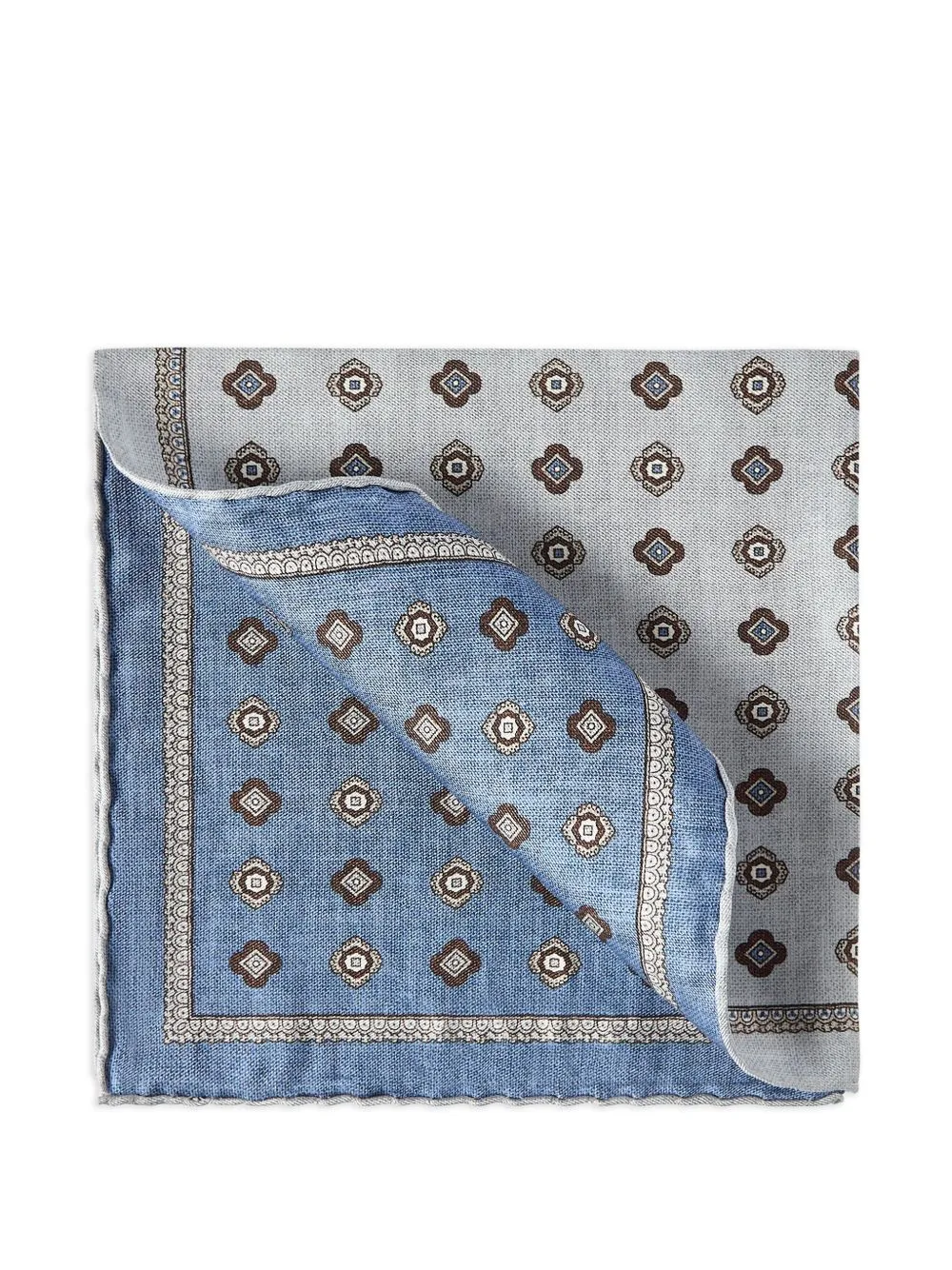 Silk Pocket Square with Medallion Design by Brunello Cucinelli