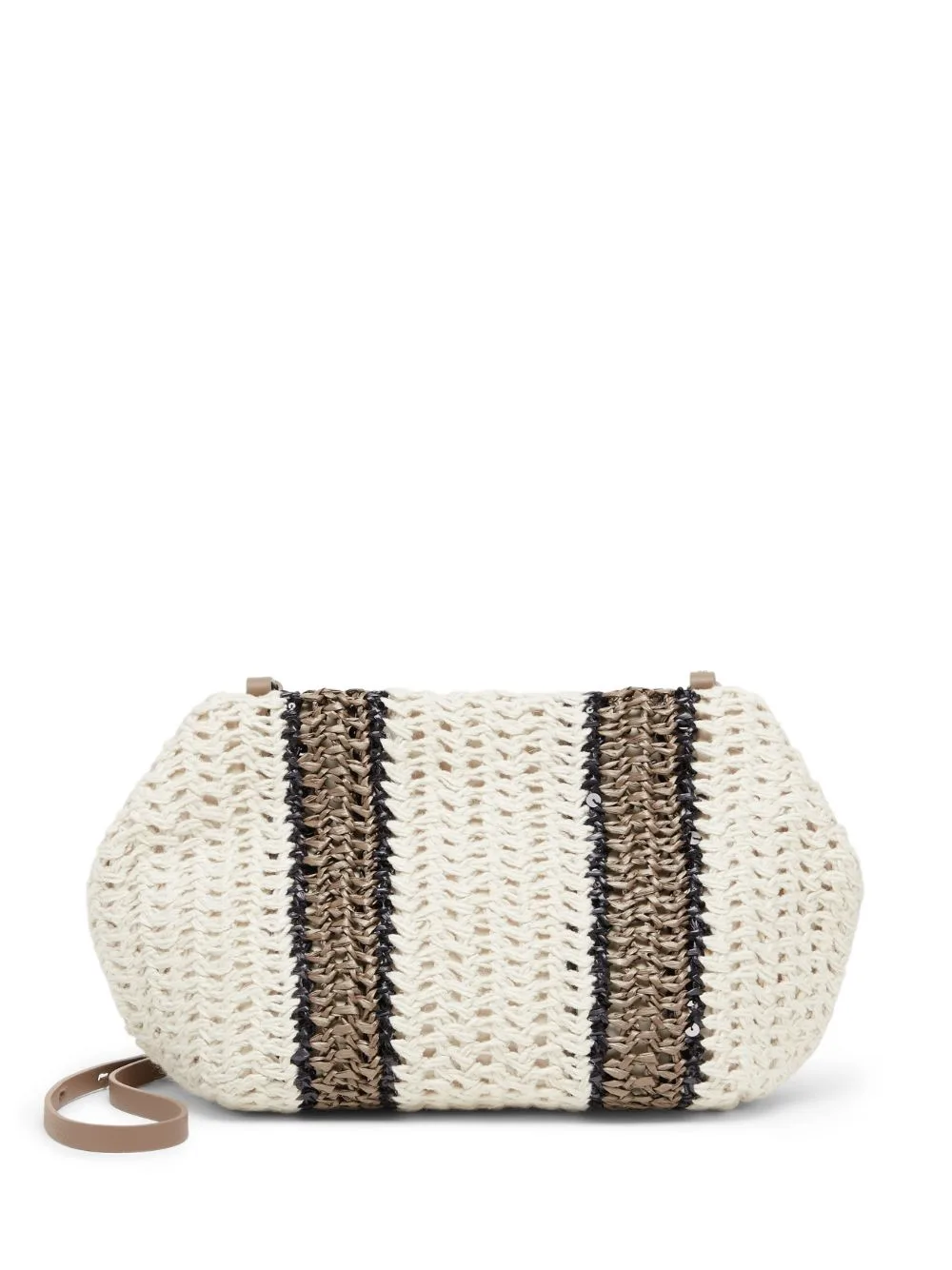 Striped Open-Knit Shoulder Bag by Brunello Cucinelli
