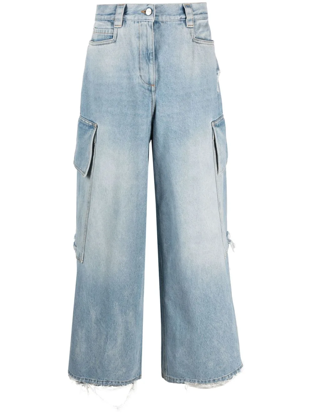 Ripped-Detail Wide-Leg Jeans by Palm Angels