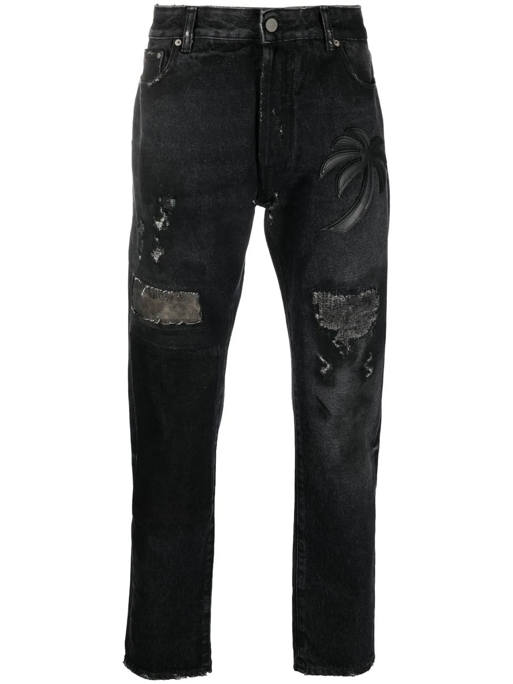 Palm Tree-Patch Straight-Leg Jeans by Palm Angels