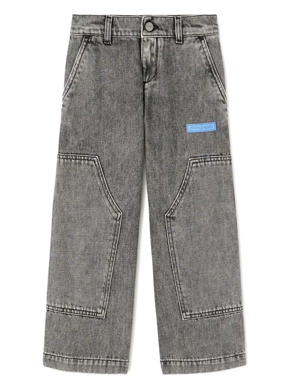 Curved Logo Jeans by Palm Angels Kids