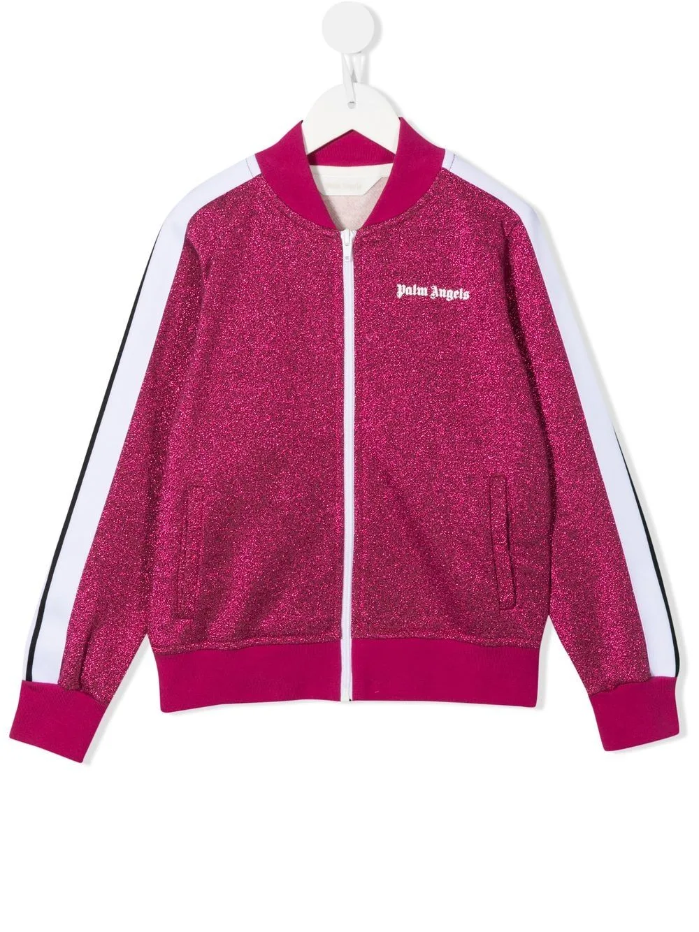 Glitter Logo Print Bomber Jacket by Palm Angels Kids