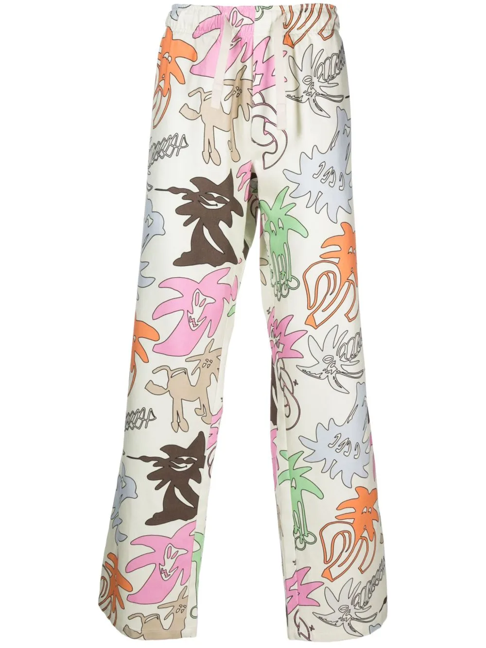 Palmity-Print Wide-Leg Trousers by Palm Angels
