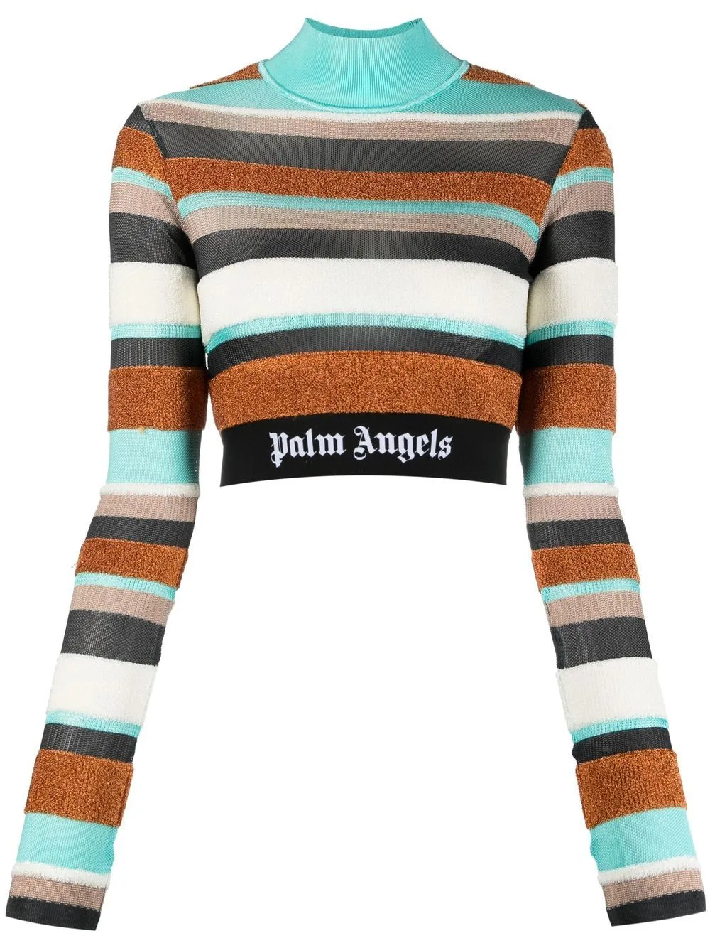 Logo-Waistband Striped Turtleneck Top by Palm Angels