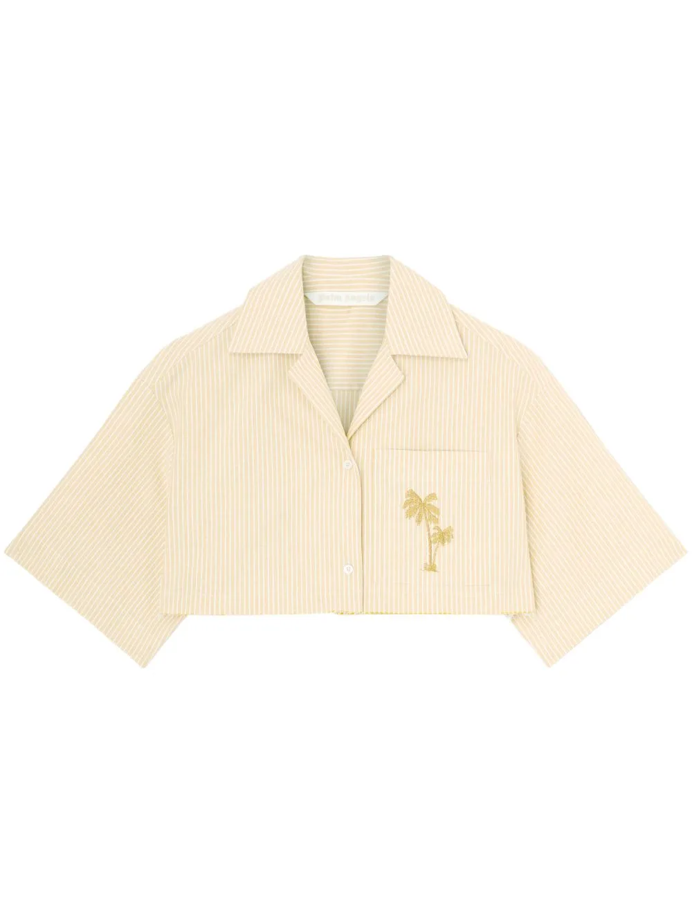 Embroidered Striped Cropped Cotton Shirt by Palm Angels
