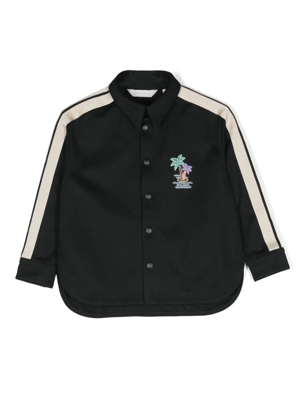Logo-Print Striped Shirt Jacket by Palm Angels Kids