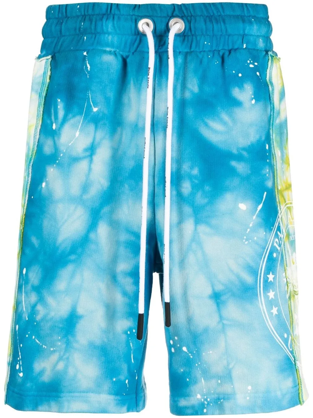 Tie Dye-Print Cotton Track Shorts by Palm Angels