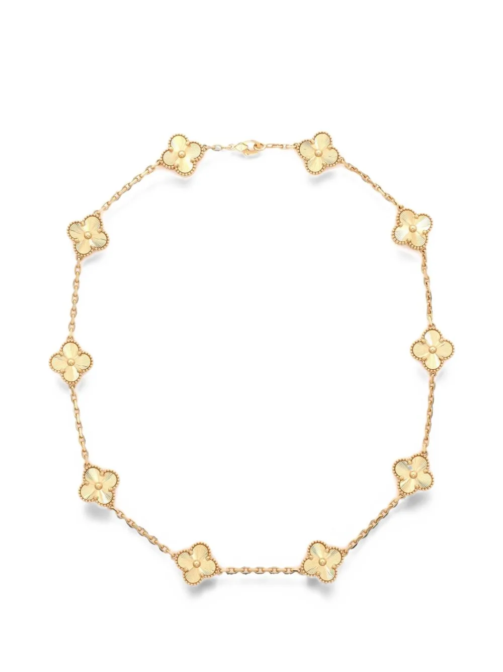 Vintage Alhambra 10 Motifs Guilloche 18K Yellow Gold Necklace