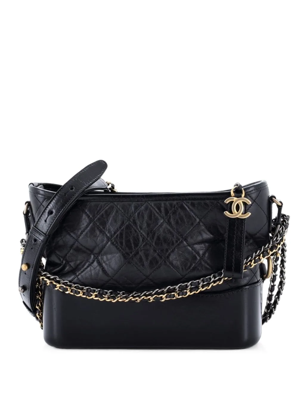 Gabrielle with Logo Handle Quilted Aged Calfskin Medium Hobo Bag