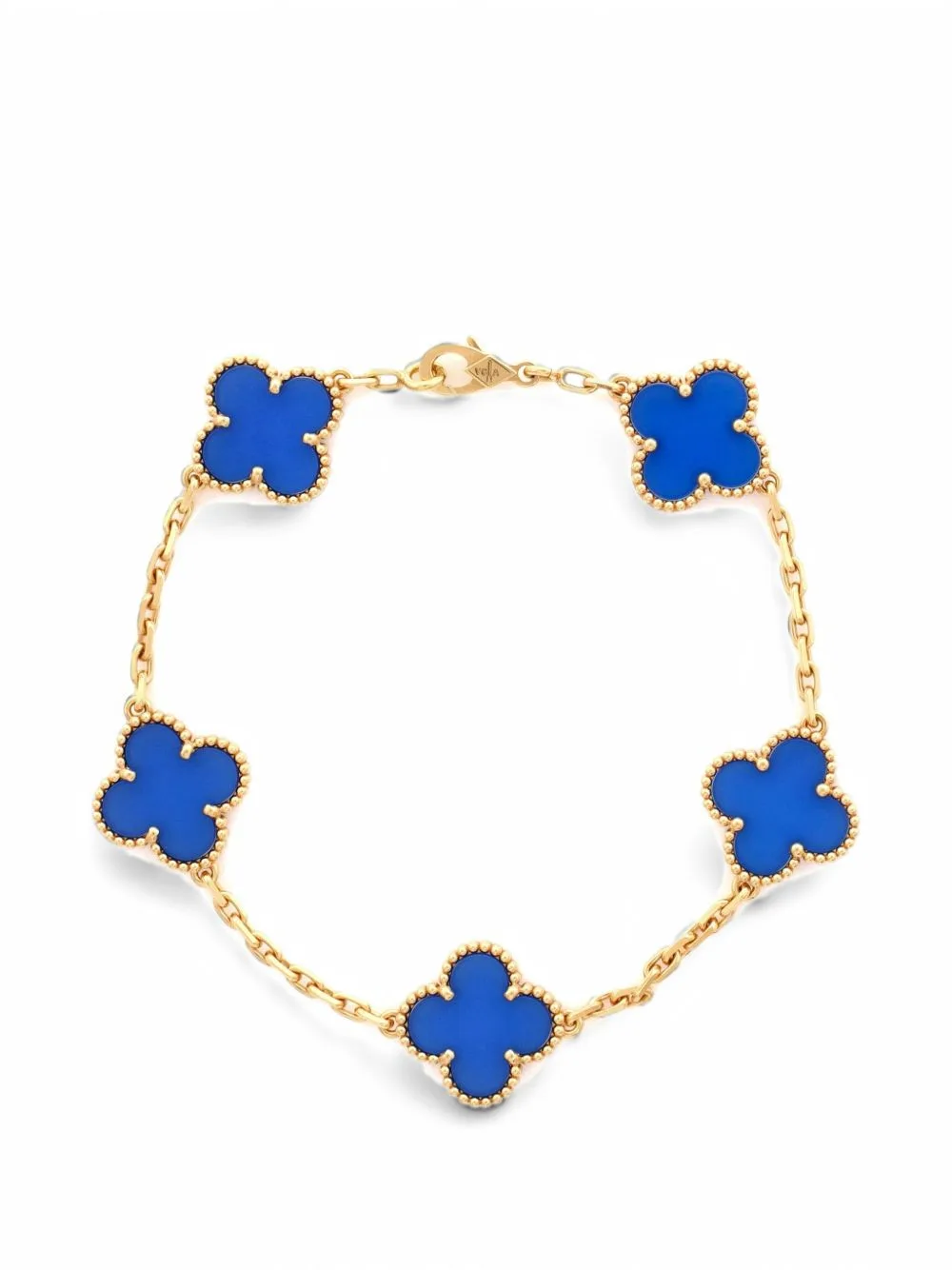 Vintage Alhambra 5 Motifs 18K Yellow Gold and Agate Bracelet by Van Cleef & Arpels Pre-Owned