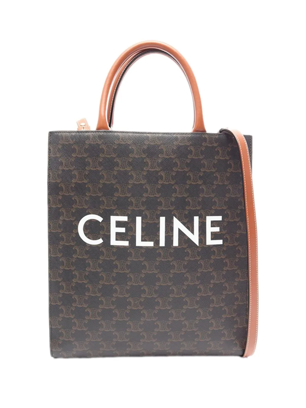 2000-2026 Small Triomphe Coated Canvas Vertical Cabas Tote Satchel by Celine Pre-Owned