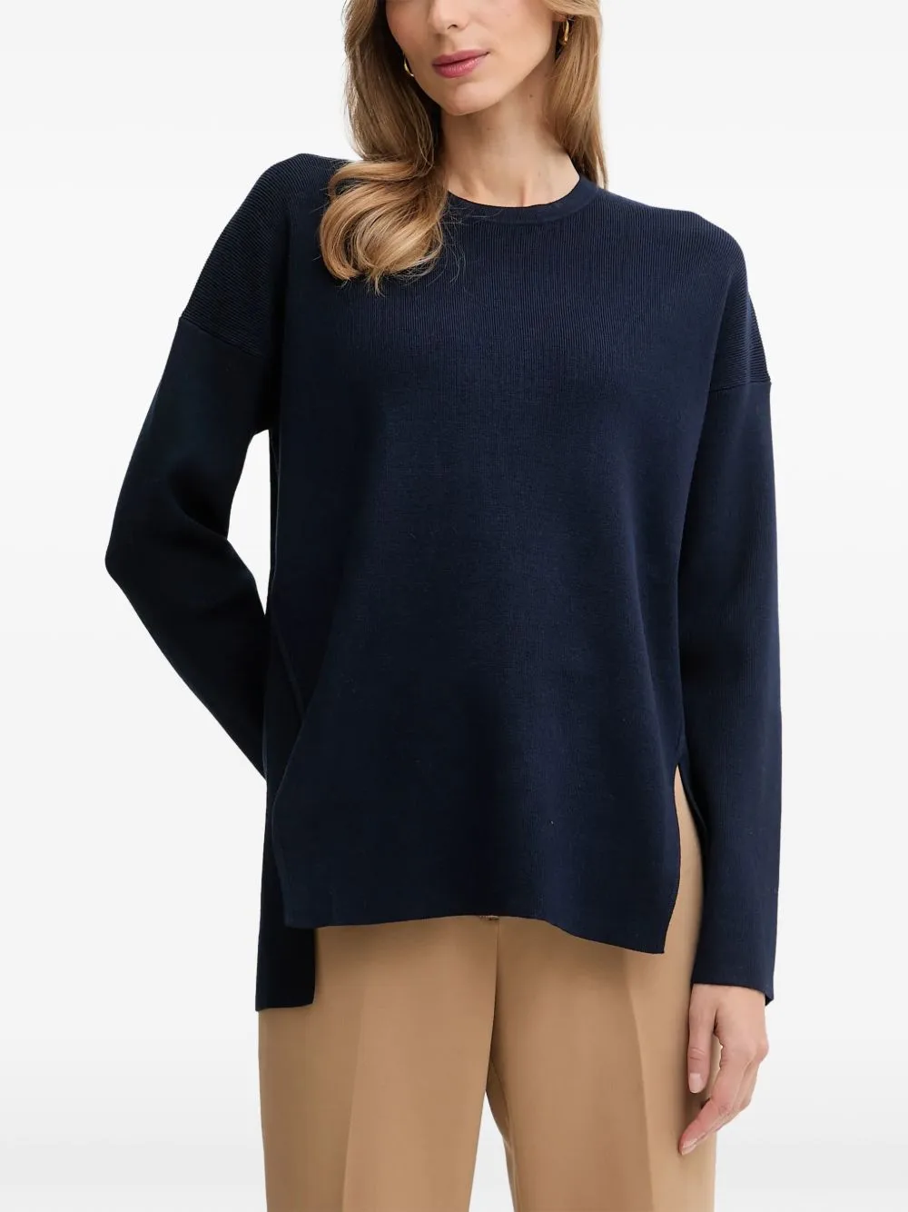 Long-Sleeve Slit Sweater by Benetton