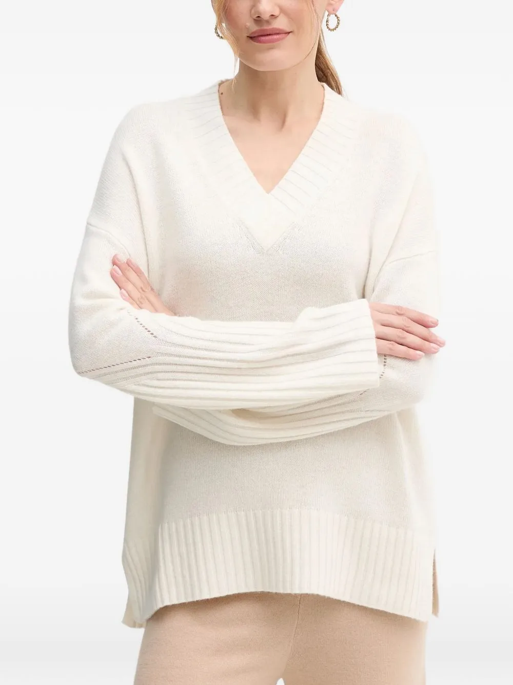 V-Neck Textured Knitwear by Benetton