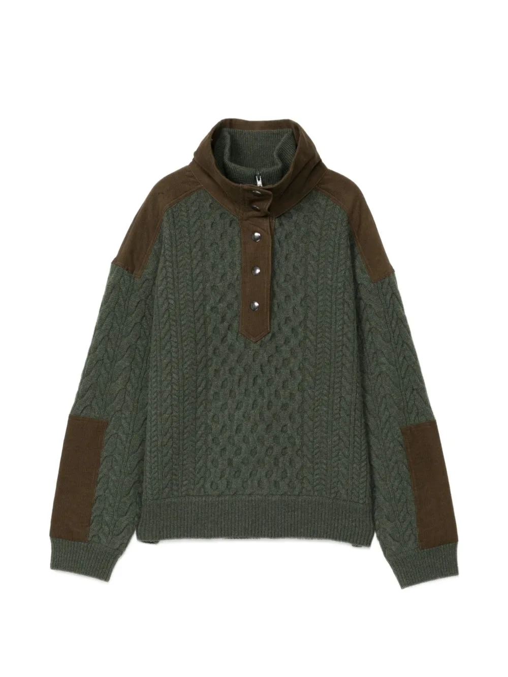 Cable-Knit Corduroy-Panel Jumper