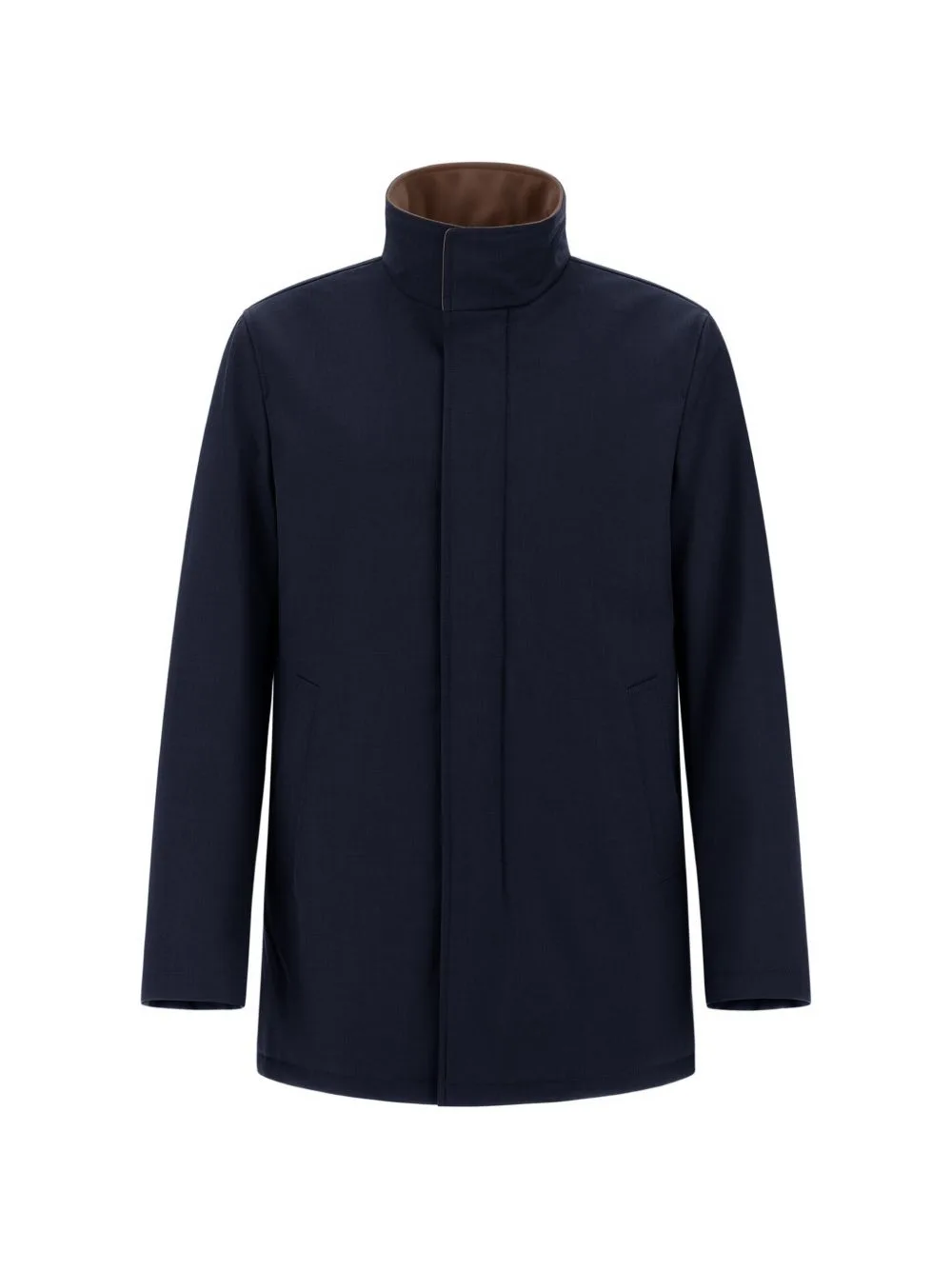 High-Neck Twill Raincoat by Herno