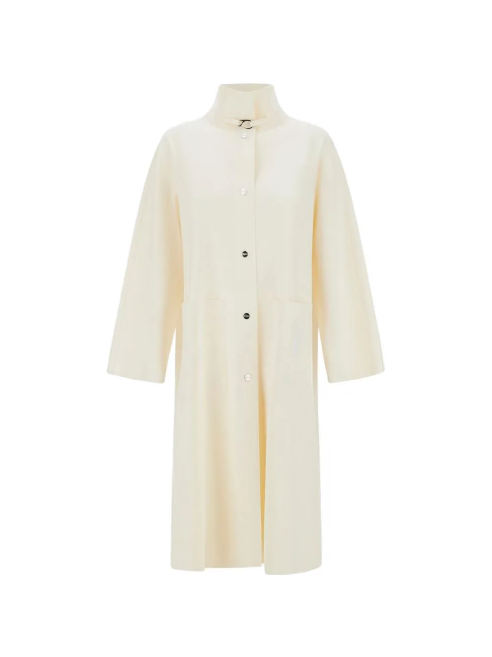 High-Neck Button Coat by Herno