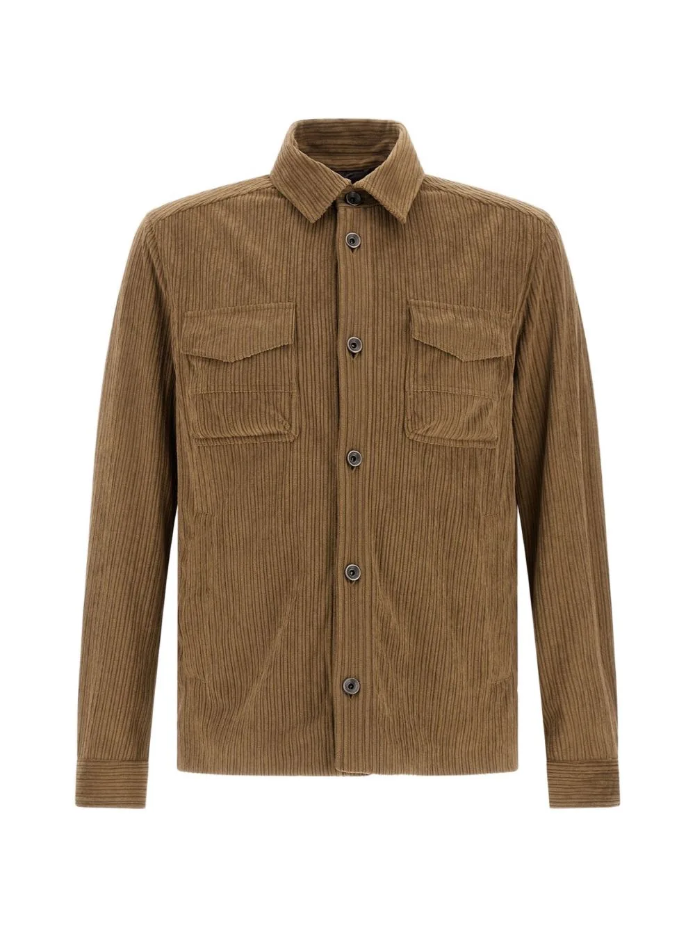 Corduroy-Texture Button-Up Shirt Jacket by Herno