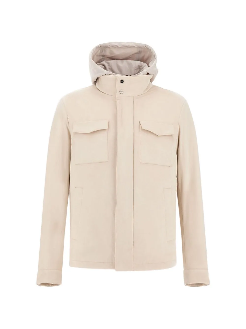 Suede-Effect Hooded Jacket by Herno