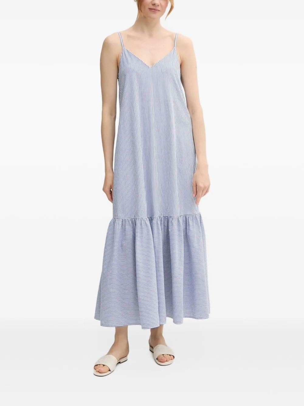 Striped Ruffled-Hem Dress