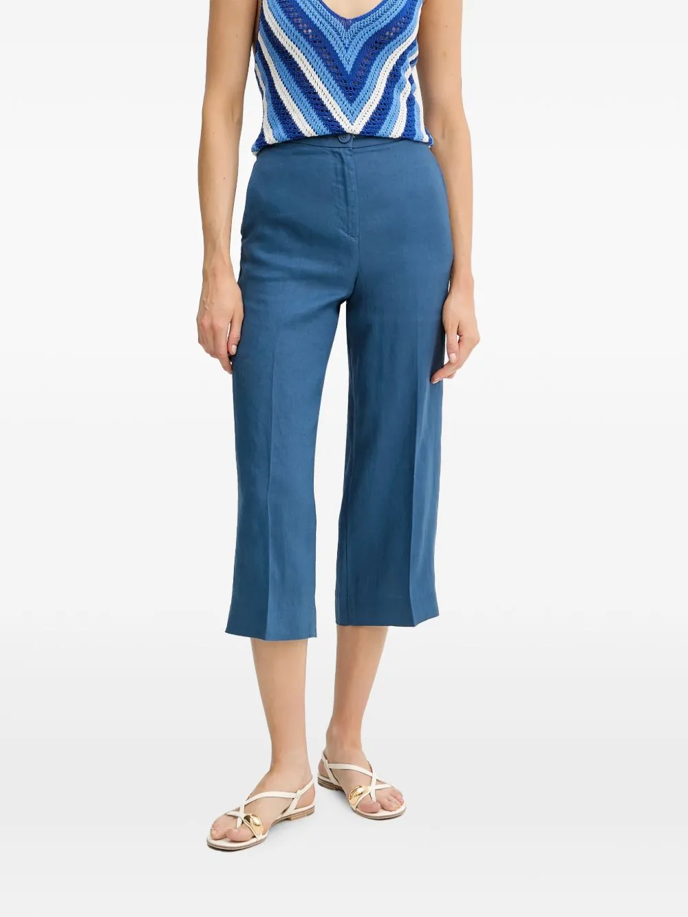 Cropped Linen Trousers by Benetton