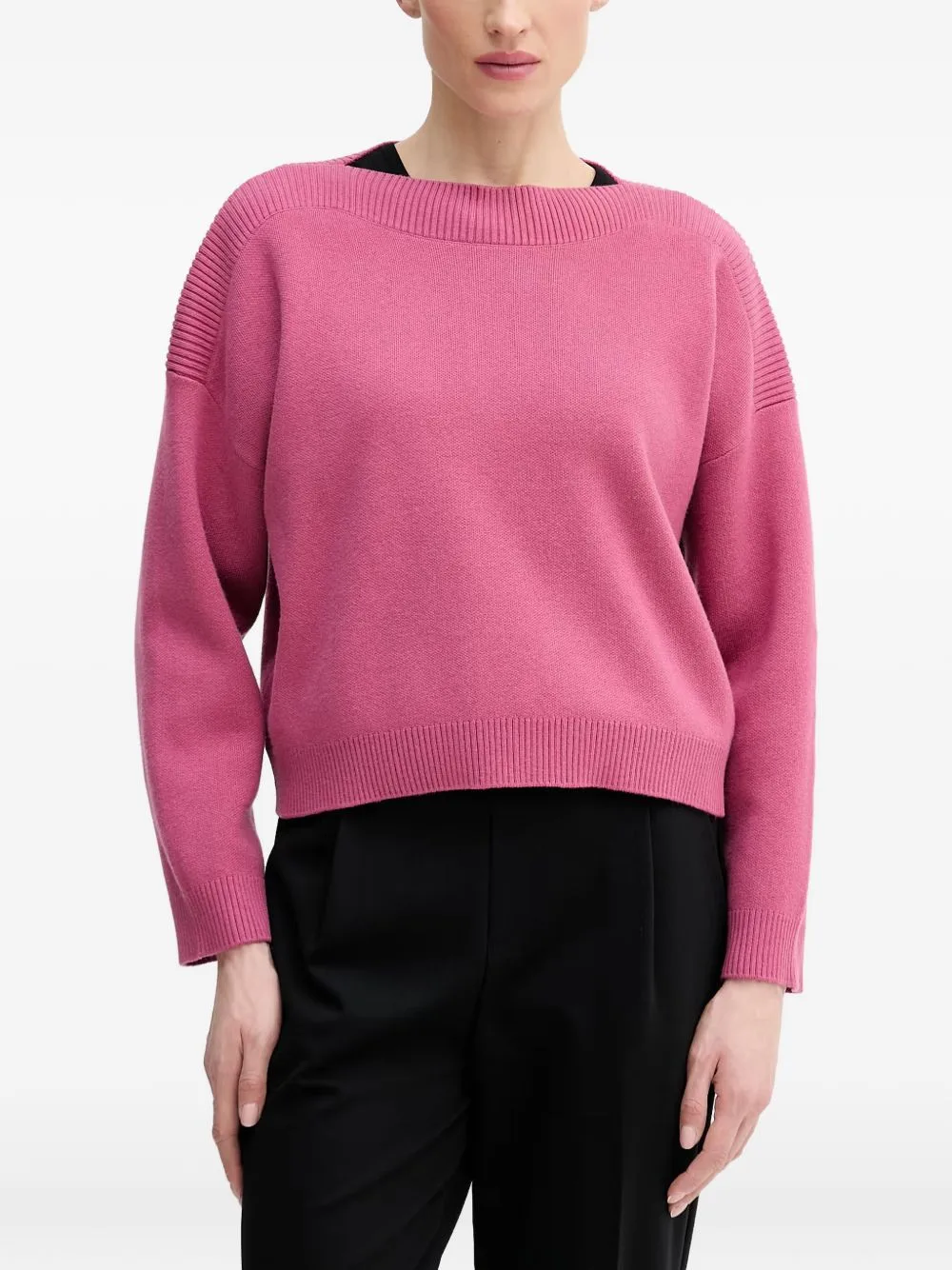 Ribbed Round-Neck Knitwear by Benetton
