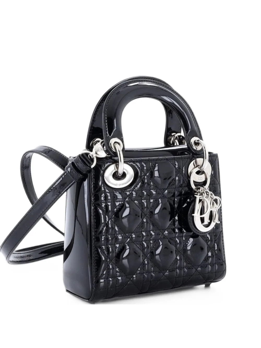 Lady Dior Bag Cannage Quilt Patent Mini Satchel