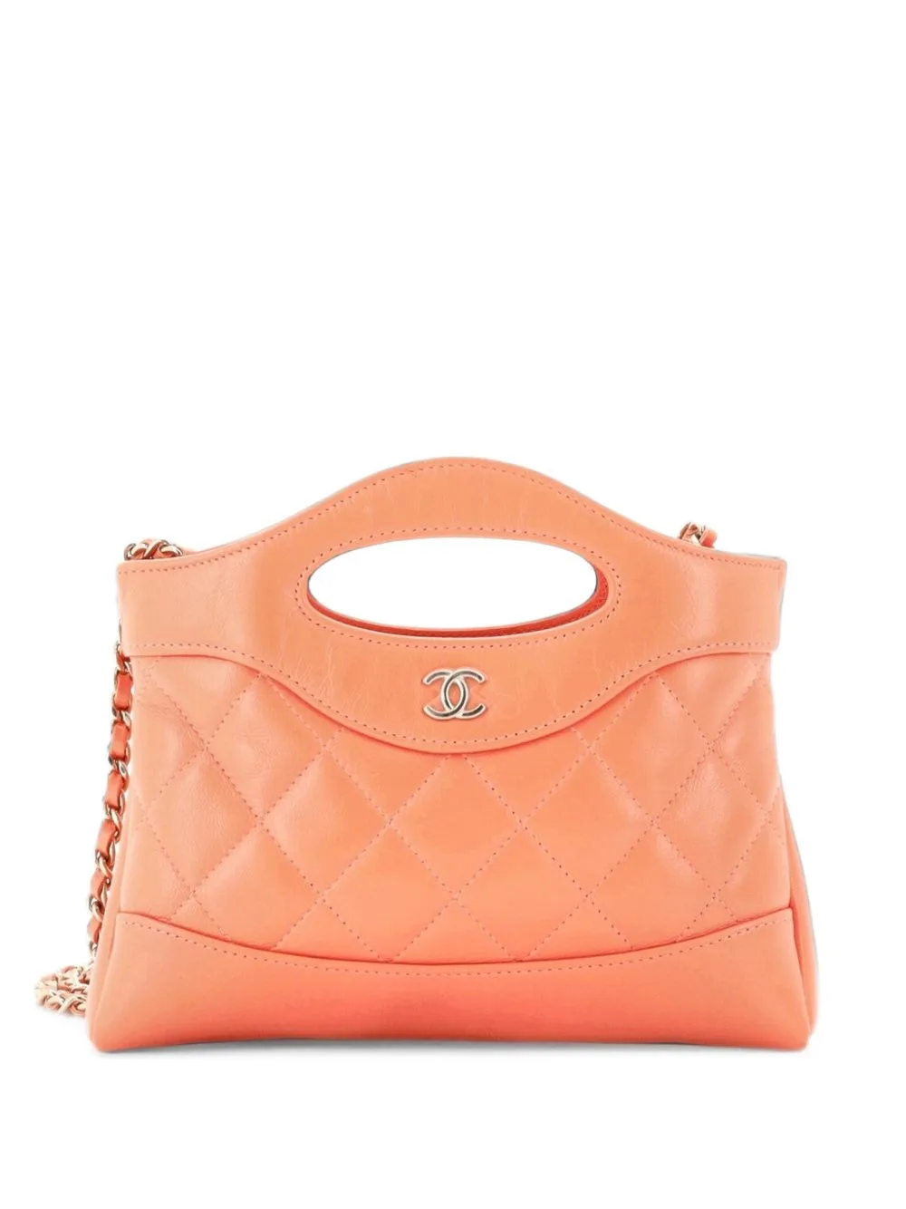 31 Shopping Bag Clutch with Chain Quilted Shiny Crumpled Calfskin Small Crossbody Bag by CHANEL Pre-Owned
