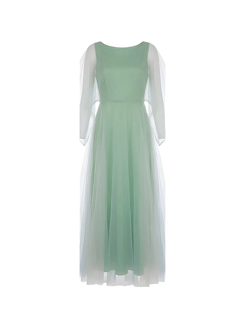 Tulle-Layered Flared Midi Dress