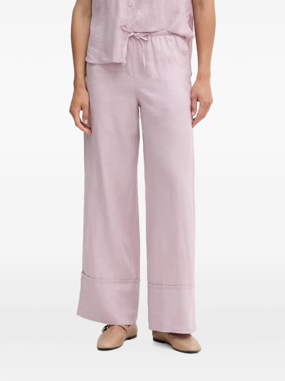 Drawstring Wide-Leg Palazzo Pants by Benetton