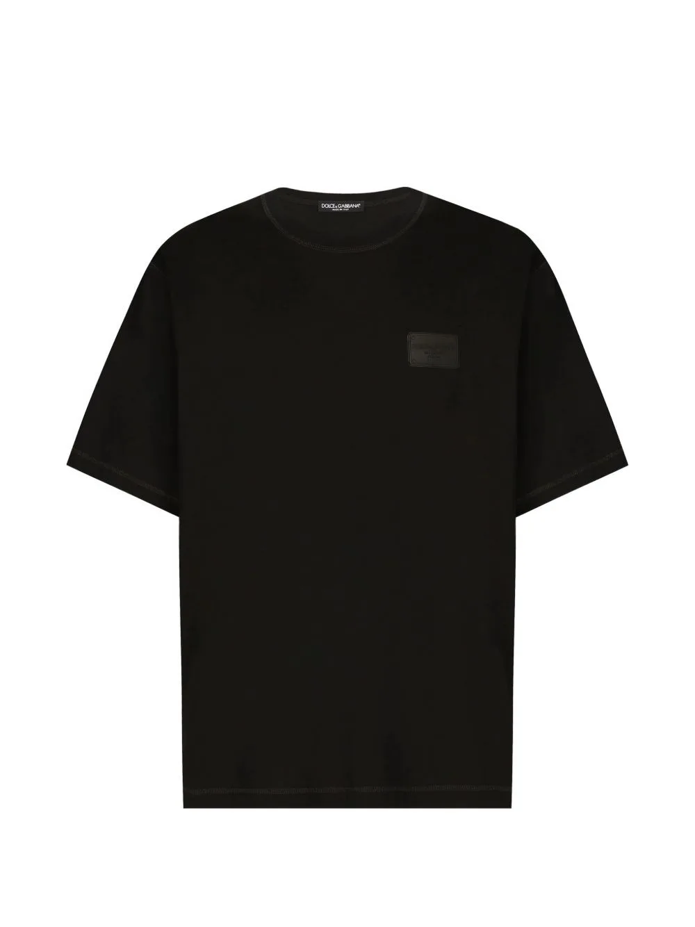 Cotton T-Shirt with Branded Tag by Dolce & Gabbana
