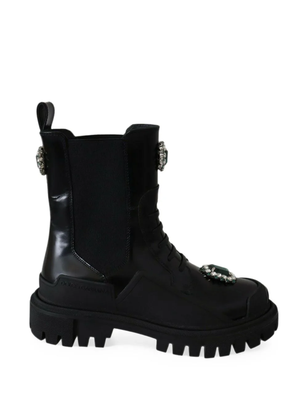 Jewel-Embellished Leather Ankle Boots by Dolce & Gabbana