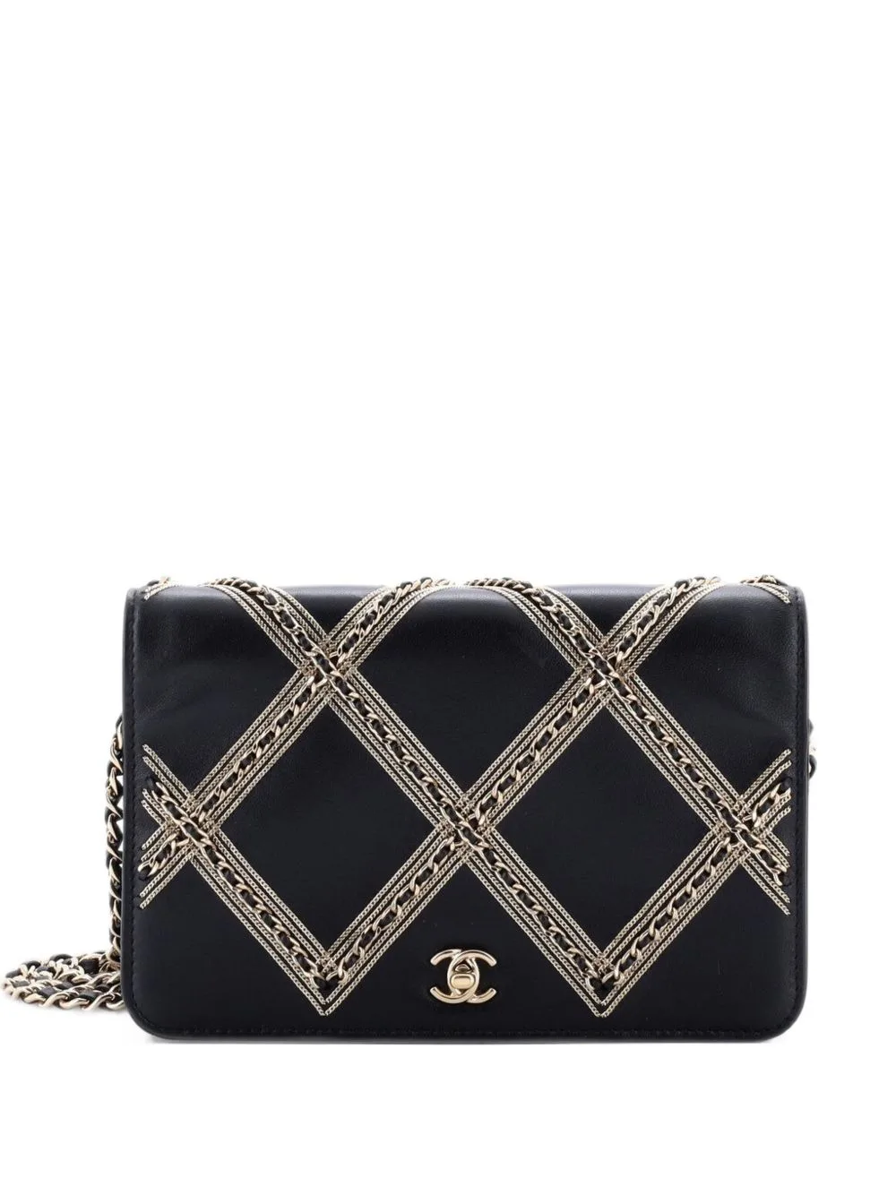 Wallet on Chain Chain Embellished Quilted Lambskin Crossbody Bag by CHANEL Pre-Owned