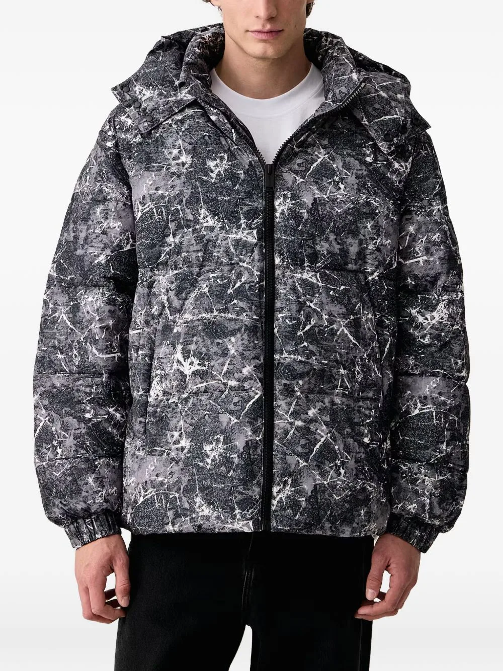 Marble-Print Hooded Jacket by Karl Lagerfeld Jeans