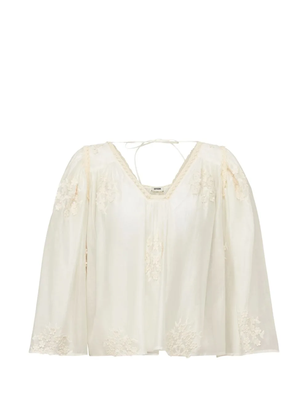 Ismara Floral-Embroidered Lace-Trim Blouse by Drykorn