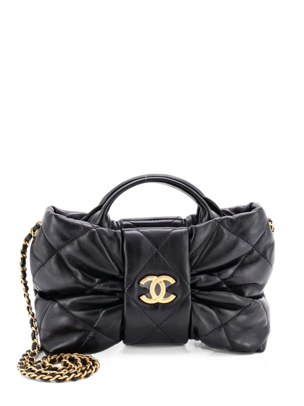 CC Bow Chain Quilted Leather Mini Shoulder Bag by CHANEL Pre-Owned