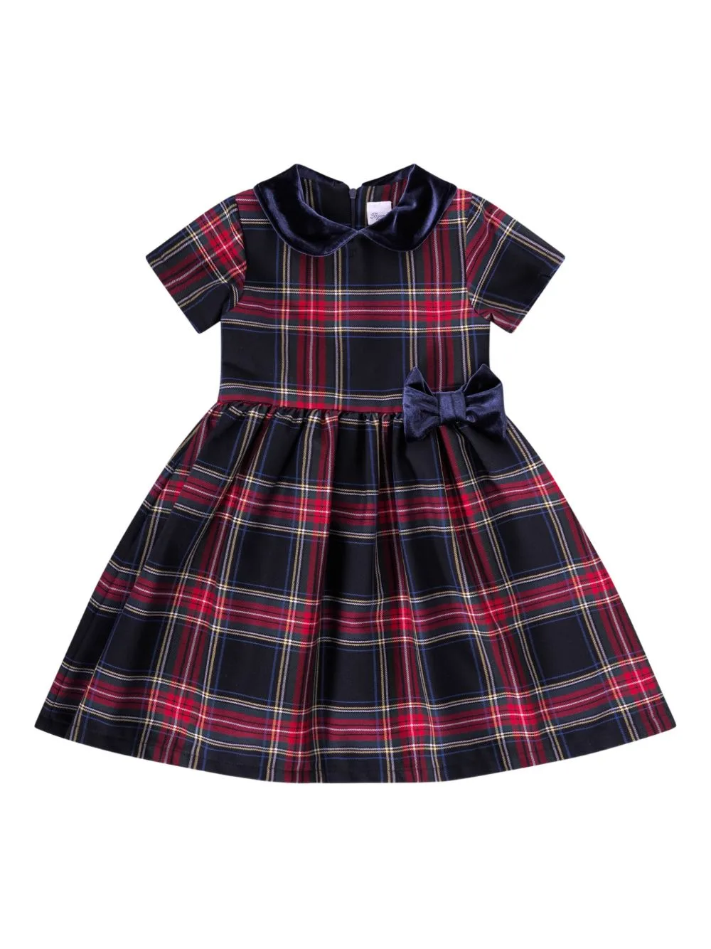 Check-Pattern Bow-Detail Dress by Baroni Firenze Kids