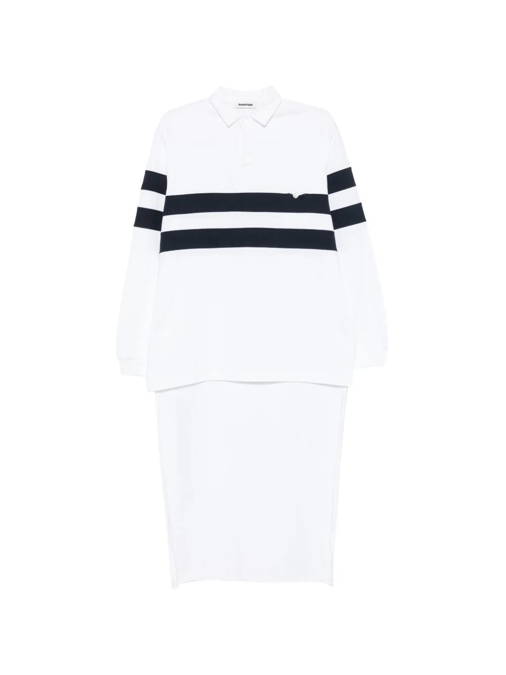 Jill Stripe-Detail Asymmetric Polo Top by DARKPARK