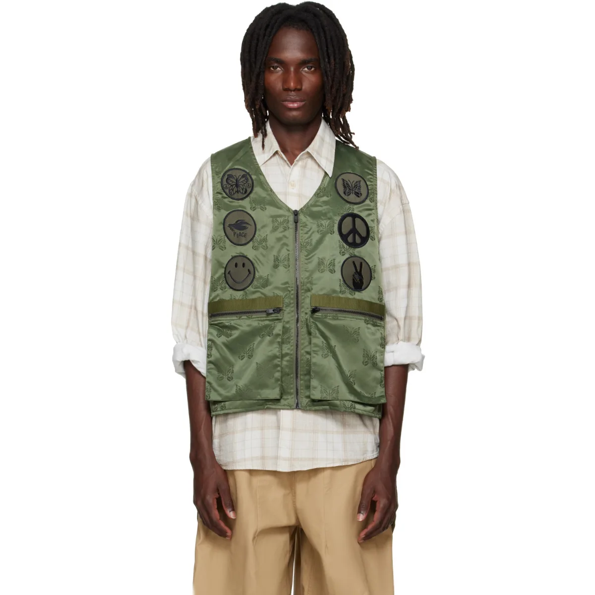 Papillon Jacquard Radio Vest by NEEDLES