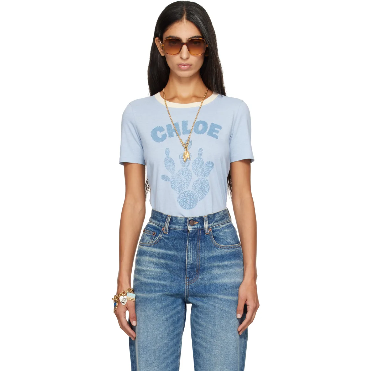 Cactus Print Cotton Jersey T-Shirt by Chloé
