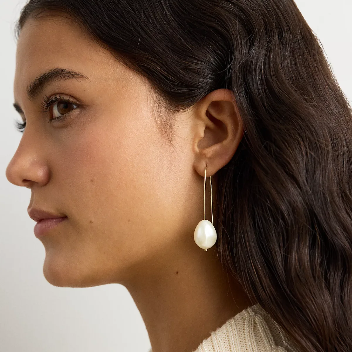 Gold-Plated Faux-Pearl Threader Earrings