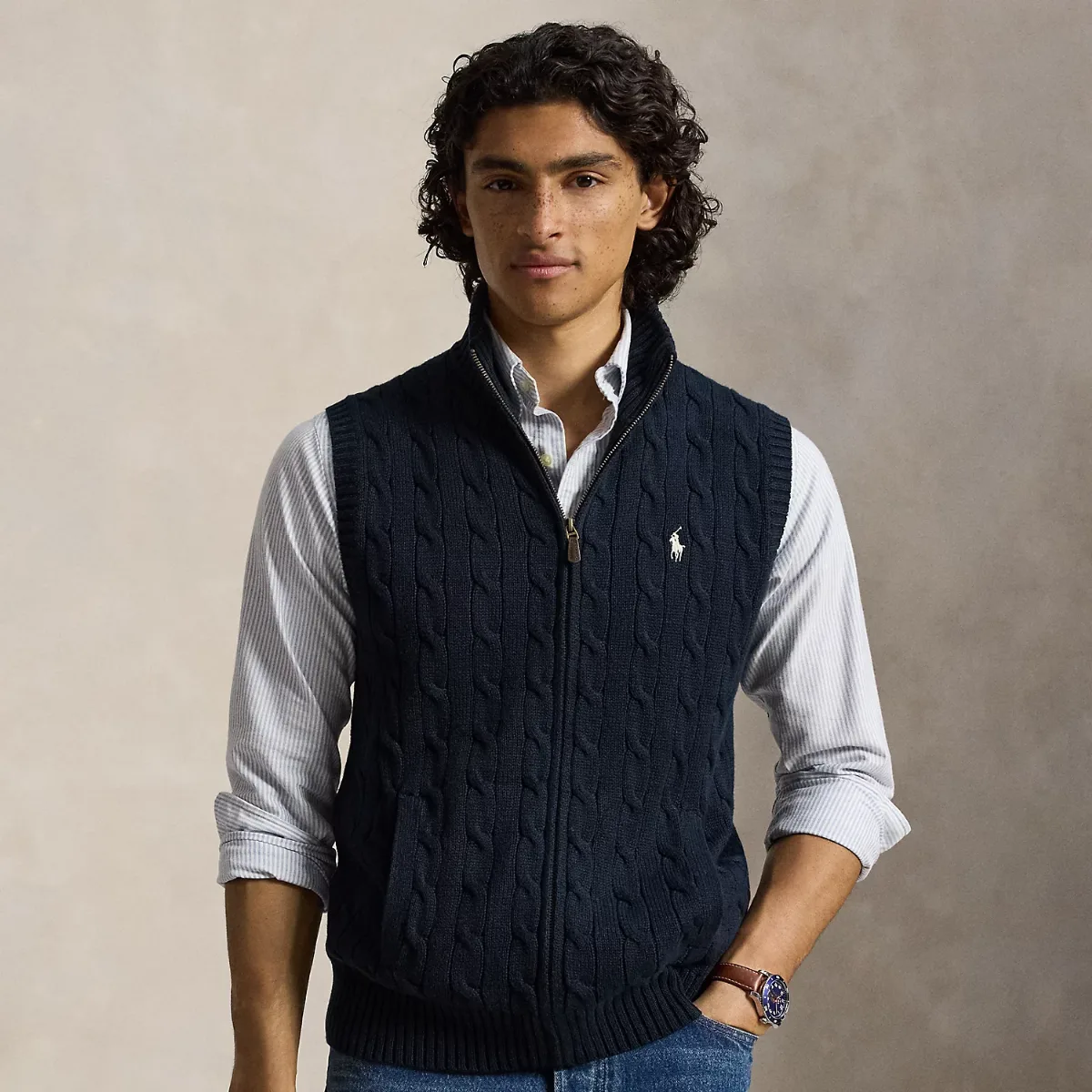 Cable-Knit Cotton Sleeveless Jumper by Polo Ralph Lauren