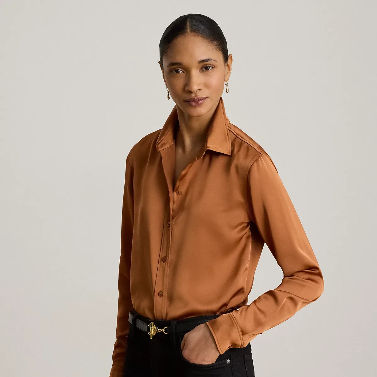 Classic Fit Satin Charmeuse Shirt by Lauren Ralph Lauren
