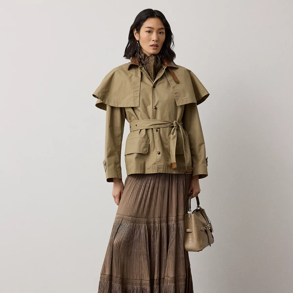 Adeena Pleated Lamé Maxiskirt by Ralph Lauren Collection