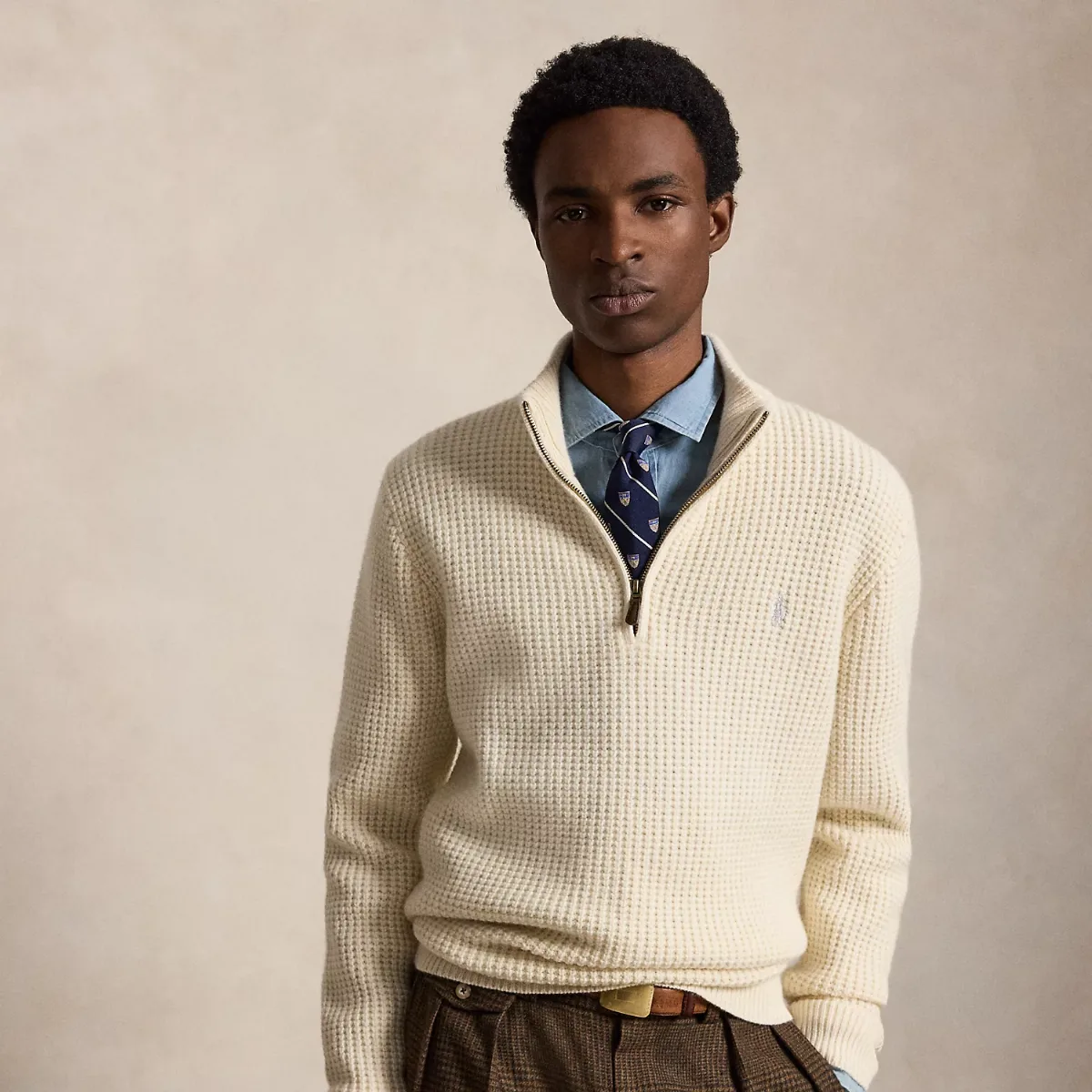 Waffle-Knit Wool-Cotton Jumper
