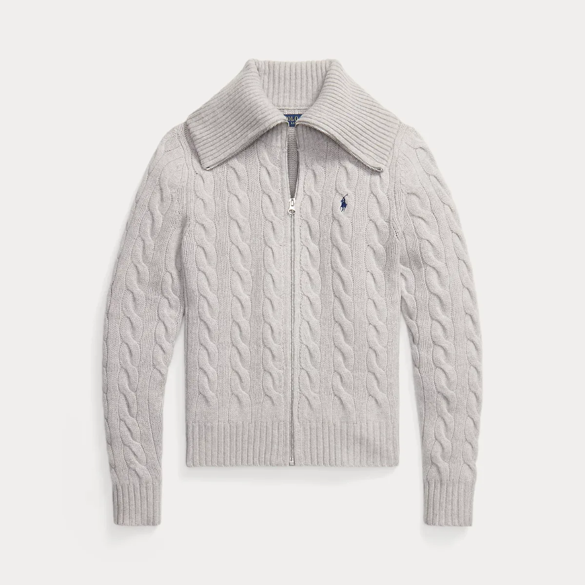 Cable-Knit Wool-Cashmere Zip Cardigan by Polo Ralph Lauren